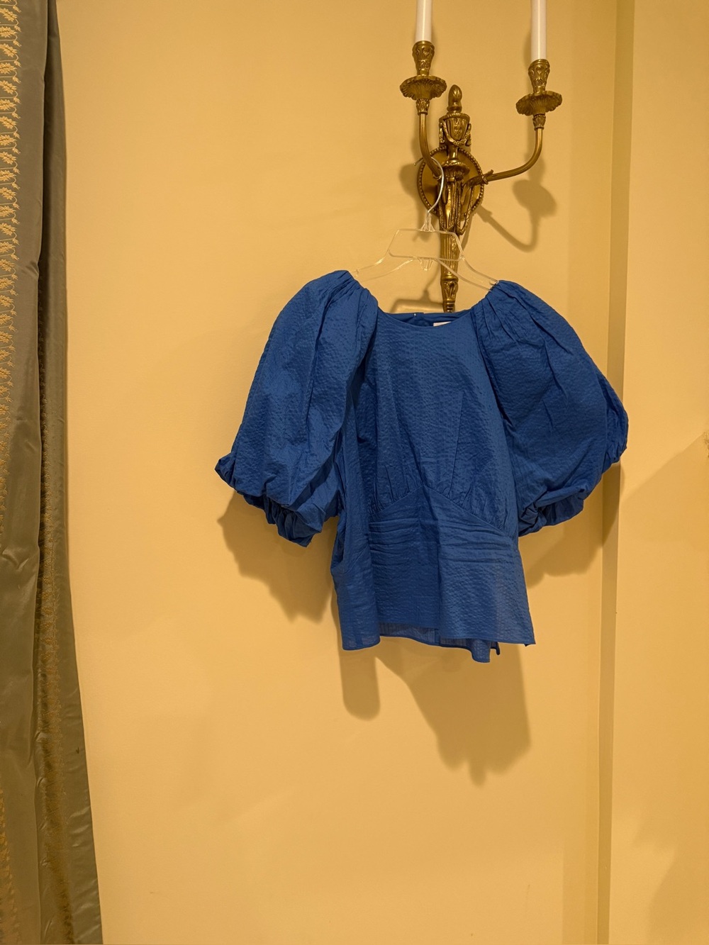 Frame Royal Blue Puff-Sleeve Top